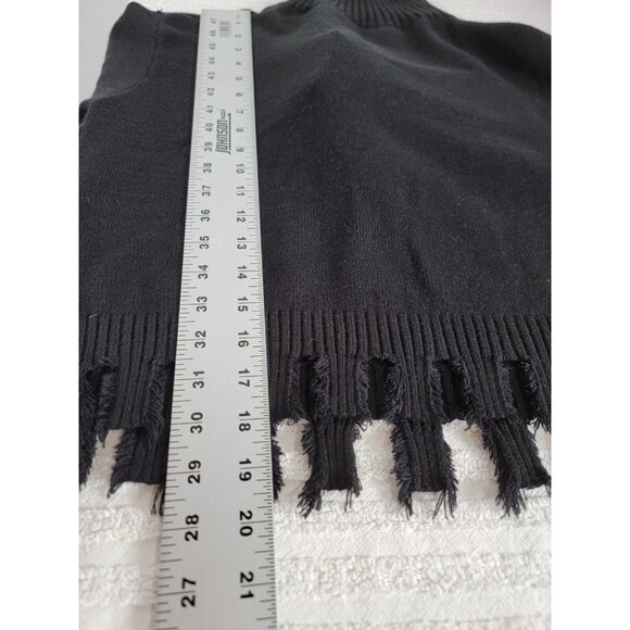 SooLinen Womens Cross Zipper Turtleneck Crop Sweater One Size Black Pullover New - Picture 6 of 6